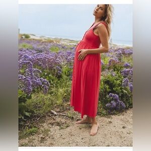 Hatch the perfect nursing ribbed tank dress maternity red